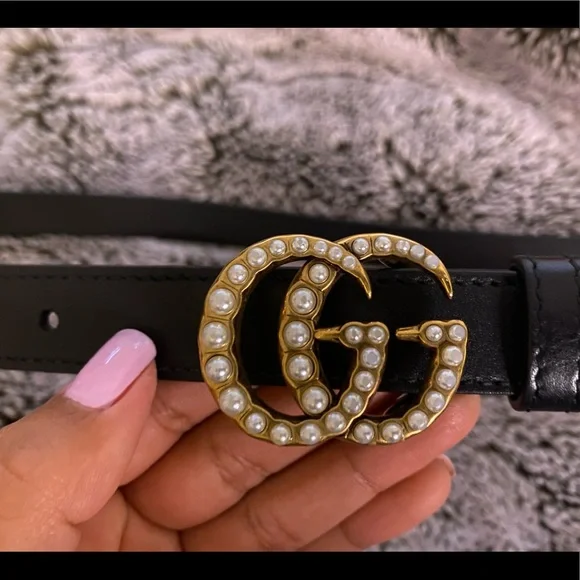 Gucci pearly GG leather belt - Picture 2 of 4